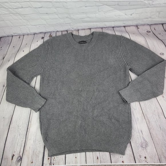 Goodlife Men's Slim Fit Crewneck Pullover Sweater Mid Weight Knit Gray Large - Picture 4 of 9